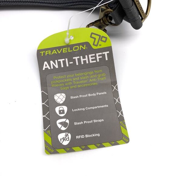 NWT TRAVELON Anti-Theft Round Hobo Bag Grey - Picture 5 of 12